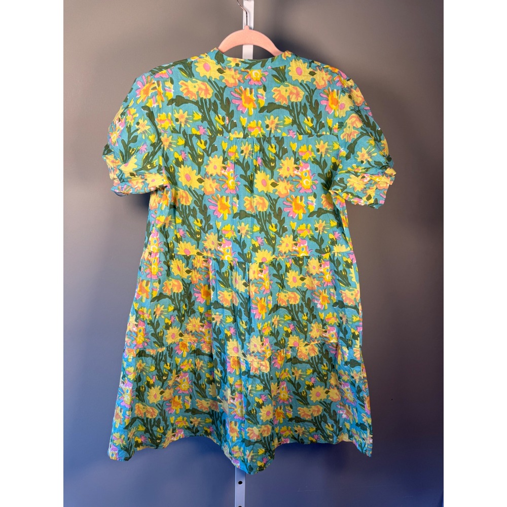 Fitzroy & Willa Floral Tiered Mini Dress Cottagecore Boho Puff Sleeve S - Picture 8 of 10
